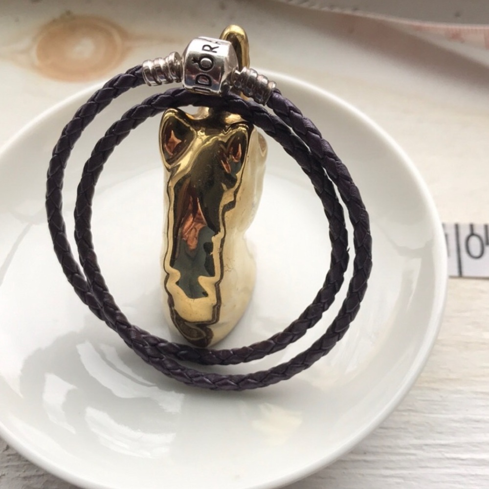 Pandora Bracelet leather 1 deep purple double wrap